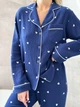 Пижама из муслина XL Синяя в белые сердца - изображение 2