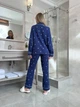 Пижама из муслина XL Синяя в белые сердца - изображение 10