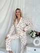 Пижама из муслина XS Бежевый в красные сердца - изображение 7