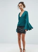 Расклешенная изумрудная блузка Boohoo AS020521-30 XS (79219XS) Зеленый - изображение 1