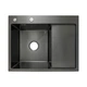 Мийка для кухні з крилом інтегрована права Lidz Handmade H6350BR (LDH6350BRPVD45590) Brushed Black PVD 3,0/1,0 мм - зображення 2