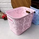 Высокая розовая ажурная корзинка без крышки 3.5л для хранения вещей - изображение 1