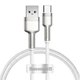 Кабель Baseus Cafule Metal USB-A to USB-C Quick Charge 1m White (CAKF000102) - изображение 1