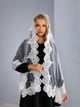 Жіночий шарф для храму Family Tradition сітка з намистинами та мереживом 170х50 см білий Духмяний аромат - зображення 1