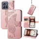 Чохол-книжка з малюнком UniCase Butterfly Pattern для Motorola Edge 50 Neo / Edge 60 Neo - Rose Gold - зображення 4