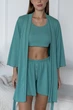 Комплект женский тройка халат топ шорты Scarlet Collection L-XL фисташка - изображение 2