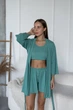 Комплект женский тройка халат топ шорты Scarlet Collection L-XL фисташка - изображение 7
