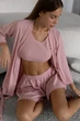 Комплект женский тройка халат топ шорты Scarlet Collection L-XL розовый - изображение 9
