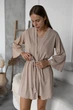 Комплект женский тройка халат топ шорты Scarlet Collection L-XL бежевый - изображение 7