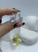 Серебряные классические серьги с большим кубическим цирокнием. 925 Харьков Цепь - изображение 2