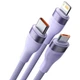 Кабель Baseus Flash Series Ⅱ 3-in-1 Cable USB to MicroUSB+Lightning+Type-C 66W 1.2m CASS040005 Purple - изображение 2