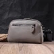 Сумка женская кросс-боди через плечо из натуральной кожи маленькая Vintage Серый 36520 - изображение 12