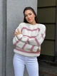 Вязаный женский свитер в полоску молочного цвета 30063 One Size - изображение 3