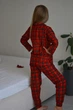 Теплая детская пижама (рубашка + штаны) флис Family look SNS 134-140 красная клетка 2510520 - изображение 5