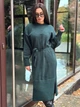 Теплое платье с поясом изумрудного цвета 30083 One Size - изображение 2