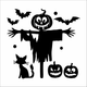Наклейки на стену Happy Pocket для Хэллоуина Чучело Тыквы кот летучие мыши Белый Матовый Набор M - изображение 4