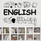 Вінілова наклейка на стіну English 154х97см декор для школи англійська у класі Happy Pocket Чорний матовий (HP-087M-070M) - зображення 3