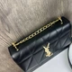Стильная женская мини сумка клатч на плечо YSL, сумочка с цепочкой Черный с золотом - зображення 3