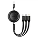 Кабель Baseus Free2Draw Retractable Crystal Fast Charging Data Cable USB to M+L+C 3.5A 1.1m Cluster Black (P10368700111-02) - зображення 1