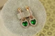 Сережки підвіски Xuping Jewelry зйомне сердечко із зеленим каменем 2,5 см золотисті - зображення 2