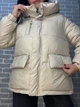 Куртка женская Lady Yep 9013 пуффер удлиненная наложенные карманы с капюшоном 46 бежевая - изображение 3
