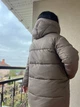 Куртка женская Lady Yep 9045 длинная бедра с капюшоном пальто 46 коричневая - изображение 8