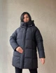 Куртка женская Lady Yep 9045 длинная бедра с капюшоном пальто 42 черная - изображение 4