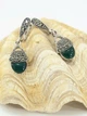 Серебряные серьги с нефритом и капельным серебром (75237) - изображение 4