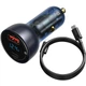 Автомобильное зарядное устройство Baseus Particular Digital Display QC4.0+PD3.0 PPS 65W 5А (USB + Type-C) с кабелем Type-C to Type-C 100W 20V/5A, 1 м (TZCCKX-0G) - изображение 1