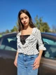 Топ-накидка укороченная в горошек Boohoo Белая (DC 10268 S/42) - изображение 4
