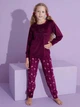 Детская теплая велюровая пижама для девочки Tarik 2774_bordo 134 см Бордовая (6520734006860) - изображение 1