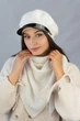 Зимний комплект берет с козырьком и косынка Иви 4953-5 Брекстон белый 56-59 р - изображение 1