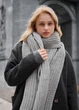 Женский Шарф Стаф Серый Длинный Вязаный Зимний Однотонный Базовый Staff So Light Gray Универсальный (313410) - изображение 5
