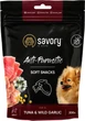 М'які ласощі Savory з антипаразитарним ефектом для собак, тунець і дикий часник, 200 г (4820232631324)A - зображення 1