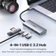 USB Хаб UGREEN CM480 Type-C to USB 3.2 Adapter 10G, Metal Gray - зображення 4