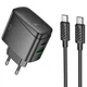 Зарядне мережеве Hoco CS63A 1хType-C/1хUSB PD65W+QC3.0 + кабель Type-C to Type-C швидка зарядка для телефону/смартфону Чорний - зображення 1