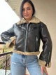 Дубленка женская Aftf Basic 2407 короткая молния с мехом экозамш L темно коричневая - изображение 4