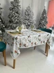 Скатерть водоотталкивающая с помпонами Delux Textil Снеговики и кормушки 210 х 140 см (367992) - изображение 4