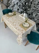 Скатерть водоотталкивающая с помпонами новогодняя Delux Textil Классическая снежинка золотая 140 х 110 см (368046) - изображение 2