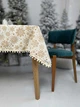 Скатерть водоотталкивающая с помпонами новогодняя Delux Textil Классическая снежинка золотая 140 х 110 см (368046) - изображение 3
