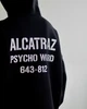 Худи оверсайз женское Nadiupishou с вышивкой ALCATRAZ теплое на флисе S-M черное (0179) - изображение 3