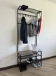 Вешалка универсальная Санрайс РТ металлическая разборная loft стиль 80 см Черная + доска Трюфель - изображение 1