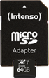 Карта пам'яті Intenso microSDXC UHS-I Performance Class 10 64GB + SD адаптер (3424490) - зображення 3