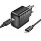 Сітковий зарядний пристрій Hoco CS24A 1USB-C PD/QC 25W+Type-C to Lightning Колір Чорний - зображення 5