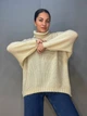 Свитер женский MY FASHION 3267 паутинка оверсайз широкий воротник хомут удлиненный 44-48 бежевый - изображение 5