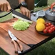 Туристический набор кухонных ножей с точилкой и деревянной доской, нержавеющая сталь, коричневый - изображение 6