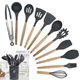 Набор кухонных принадлежностей из силикона и дерева 12 предметов Kitchen Set с подставкой - изображение 3