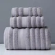Прeмиальный набoр полотенец SOFT Strip 3шт (1 банное+2 для лицa/рук) YourFind 100% Коттон-МАХРА. Мягкие, легкие, супервпитывающие, Серый - изображение 1