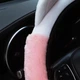 Оплетка на руль Универсальная с ушами Мягкая плюшевая Бело-розовая PK0106 - изображение 2
