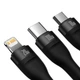 Кабель Baseus Flash Series Ⅱ Two-for-three Charging Cable U+C to M+L+C 100W 1.2m Black (CASS030101) - изображение 4